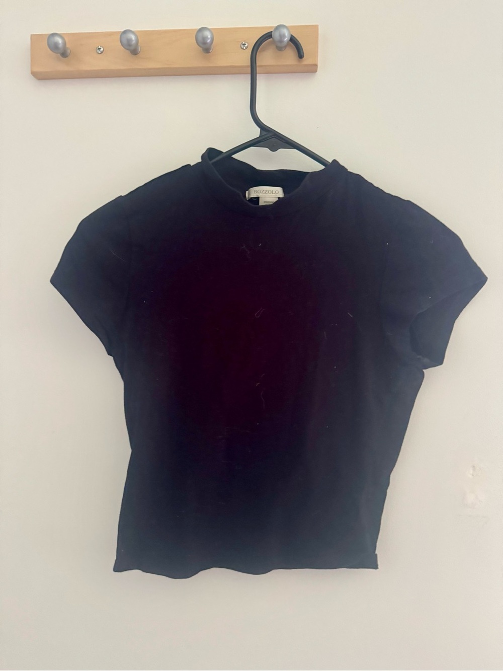 Bozzolo Black Short Sleeve Crop Top